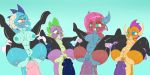  2018 absurd_res anthro anus areola balls breasts clothed clothing crossdressing digital_media_(artwork) disembodied_penis dragon eyelashes female friendship_is_magic girly group hair hi_res horn humanoid_penis legwear male mina_(mlp) my_little_pony nipples penis princess_ember_(mlp) pussy saurian_(artist) simple_background small_breasts smolder_(mlp) spike_(mlp) spread_legs spreading thigh_highs 