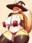  2018 absurd_res anthro big_breasts big_thighs breasts canine clothing female fluffy fox fur gloves hi_res legwear looking_at_viewer magic_user mammal stockings tailzkim voluptuous witch witches_hat 