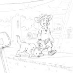  anthro building canine cervine clothed clothing darwin_(tinydeerguy) dog feral fully_clothed grass house mammal outside sidewalk tinydeerguy 