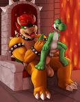  anal anal_penetration balls bowser claws collar erection horn humanoid_penis male male/male mario_bros nintendo nude penetration penis scalie tala128 tongue video_games yoshi 