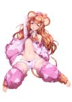  animal_ears arm_up barbariank barefoot blue_eyes blush bow bow_panties breasts brown_hair commentary dormouse_(monster_girl_encyclopedia) english_commentary eyebrows_visible_through_hair finger_to_mouth full_body fur fur_trim hair_ornament hairclip half-closed_eyes heart heart_hair_ornament highres long_hair looking_at_viewer monster_girl monster_girl_encyclopedia mouse_ears mouse_girl mouse_tail multicolored_hair navel off_shoulder open_clothes panties petite pink_hair small_breasts solo streaked_hair tail transparent_background two-tone_hair underwear white_panties 