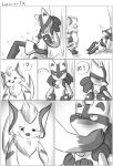  blush comic drychicken embarrassed female grass lucario male nintendo pok&eacute;mon pok&eacute;mon_(species) raichu text tree video_games 