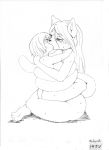  anthro blush butt feline female female/female hug human human_on_anthro interspecies kissing leg_wrap lotus_position mammal michiyoshi sex sweat 