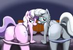  aged_up anthro anthrofied bed bedroom_eyes blue_eyes breasts burgerkiss butt clitoris clothing cutie_mark diamond_tiara_(mlp) duo earth_pony equine eyewear female friendship_is_magic fur glasses grey_fur hair half-closed_eyes hooves horse long_hair looking_at_viewer looking_back mammal multicolored_hair my_little_pony open_mouth panties panties_down pink_fur pony presenting purple_eyes pussy raised_tail rear_view seductive silver_hair silver_spoon_(mlp) smile two_tone_hair underwear 