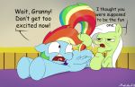  2018 bed dialogue english_text equine female female/female friendship_is_magic granny_smith_(mlp) horse mammal my_little_pony pegasus pony rainbow_dash_(mlp) strebiskunk text wings 