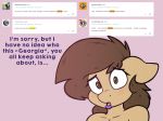  2016 4:3 anthro ask_blog blush brown_hair cinnamon_buns dialogue english_text equine eyeshadow fan_character girly hair horse lipstick makeup male mammal my_little_pony pony solo stunnerpony text tumblr 