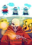  alternate_universe animated_skeleton bone boots clothing edit english_text footwear gaster_blaster hi_res not_furry papyrus_(undertale) popcornpr1nce role_reversal sad sans_(undertale) scarf skeleton text undead underswap undertale video_games 