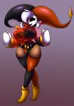  big_breasts breast_expansion breasts cleavage clothed clothing dark_skin elfdrago female gloves hair humanoid jester legwear mario_bros mask nintendo nipple_bulge phanto shygirl shyguy simple_background smile solo thick_thighs thigh_highs torn_clothing video_games white_hair wide_hips 