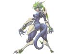  ass breasts claws dragon_girl erect_nipples green_hair licking_lips looking_at_viewer looking_back medium_breasts mon-musu_quest! monster_girl muscular_female nipples riot_(mon-musu_quest!) short_hair standing tagme tail xelvy 