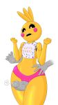  anthro avian bib blush clothing english_text feathers female five_nights_at_freddy&#039;s five_nights_at_freddy&#039;s_2 male male/female panties penis simple_background text toy_chica_(fnaf) underwear video_games white_background yellow_feathers 