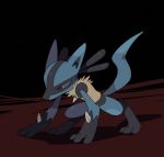  blue_fur canine feral fur lucario mammal nintendo pok&eacute;mon pok&eacute;mon_(species) red_eyes spikes video_games 