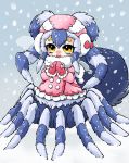  1girl ano5102 bangs blush extra_eyes female monster_girl open_mouth original snow solo spider_girl winter_clothes yellow_eyes 