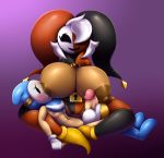  bandit_(mario) big_breasts blush breast_suck breasts clothed clothing dark_skin duo elfdrago exposed_breasts female gloves hair handjob humanoid jester larger_female legwear male male/female mario_bros mask nintendo nipple_suck nipples penis phanto sex shygirl shyguy simple_background size_difference smaller_male smile sucking thigh_highs video_games white_hair 