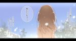  blue_sky brown_hair day from_behind letterboxed long_hair original outdoors shunsuke sky solo translation_request upper_body 