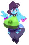  alien areola big_breasts blue_skib bracelet breasts clothing collar ear_piercing female freckles huge_breasts jewelry not_furry piercing shorts simple_background thick_thighs tillie_(vimhomeless) top torn_clothing vimhomeless voluptuous white_background wide_hips 