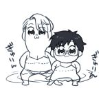  :3 bkub_(style) crossdressing dress glasses greyscale hory_makoto katsuki_yuuri male_focus monochrome multiple_boys parody poptepipic style_parody translation_request viktor_nikiforov yuri!!!_on_ice 