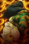  2015 anthro asriel_dreemurr boss_monster caprine child clothed clothing erupan flower fur goat hi_res long_ears lying male mammal plant sleeping solo undertale video_games white_fur young 