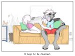  ambiguous_gender anthro anthro_on_anthro boxers_(clothing) canine clothed clothing colrblnd_(artist) comic dog duo duzt_(artist) handjob malamute male male/ambiguous mammal measureup oata_rinsky samoyed sex sofa underwear walter_moss 