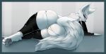  arctic_fox asaneman big_butt butt canine clothing female fox fur mammal rubber simple_background solo thick_thighs thong victoria vore weight_gain white_fur wide_hips 