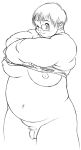  1boy fat flaccid glasses line_art nipples obese penis pubic_hair smile solo tanuma_yuuichirou 