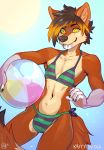  anthro ball black_nose bulge canine clothed clothing crossdressing fox fur girly hair kaitycuddle looking_at_viewer male mammal orange_fur piercing solo yellow_eyes 