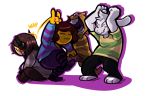  alpha_channel ambiguous_gender anthro armless asriel_dreemurr barefoot blush boss_monster brown_hair caprine chara_(undertale) child clothing dancing eyes_closed fur goat group hair headphones human long_ears male mammal mangneto monster_kid open_mouth outline pattern_clothing protagonist_(undertale) shirt simple_background smile striped_clothing transparent_background undertale video_games white_fur yellow_skin young 
