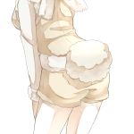  alpaca_suri_(kemono_friends) alpaca_tail ass back commentary from_behind fur-trimmed_shorts fur-trimmed_sleeves fur_trim hand_on_own_thigh head_out_of_frame highres kemono_friends long_sleeves out_of_frame pantyhose pantyhose_under_shorts scarf shorts simple_background solo standing sweater tail thin_(suzuneya) white_background white_legwear 