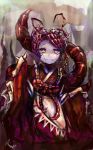  1girl entoma_vasilissa_zeta insect_girl japanese_clothes kimono looking_at_viewer monster_girl overlord_(maruyama) red_eyes 