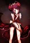  1girl antenna arms_behind_back entoma_vasilissa_zeta insect_girl japanese_clothes kimono legs looking_at_viewer maid monster_girl ofuda overlord_(maruyama) purple_hair red_eyes thighs 