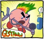  ! &gt;:o angry barefoot blue_eyes blush comic cute hair humor kirby kirby_(series) male mohawk nintendo not_furry nude open_mouth phone singing solo tongue unknown_artist video_games waddling_head yelling 