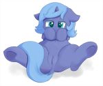  2014 anus blue_eyes blue_fur blue_hair cub equine female feral friendship_is_magic fur hair hooves horn mammal my_little_pony presenting princess_luna_(mlp) pussy simple_background solo spread_legs spreading unicorn white_background young zokkili 