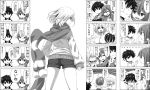  food fruit gotoba_sora greyscale innocent_red kozuka_hikari monochrome sanada_tatsuki scarf school_uniform scrunchie shorts spiked_hair translation_request watarui watermelon 