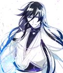  black_hair izumi-no-kami_kanesada japanese_clothes long_hair male male_focus smirk solo touken_ranbu 