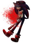  black_nose black_sclera blood creepy creepypasta fluffy grin hair invalid_tag long_hair looking_at_viewer male melee_weapon nailed_bat nude red_eyes reeysth smile solo sonic.exe sonic_(series) weapon 