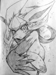  ambiguous_gender colorless eeveelution featureless_crotch fur glaceon jinya nintendo pok&eacute;mon pok&eacute;mon_(species) pose traditional_media_(artwork) video_games あかばね_じん 