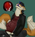  anthro canine cannibalism eskaria145 fox licking licking_lips male male_pred male_prey mammal multi_tail neck_bulge oral_vore post_vore tail_mouth taluthus tongue tongue_out vore 