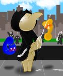  anthro avian balls being_watched blush clothed clothing cum cumshot ejaculation erection humanoid_penis male masturbation open_mouth orgasm penile_masturbation penis public puffdraws tongue tongue_out 