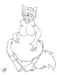  2006 anthro belly belly_expanson big_belly breasts canine cownugget fox hyper hyper_belly krystal licking licking_lips mammal nintendo nipples nude oral_vore post_vore solo star_fox tongue tongue_out video_games vore 