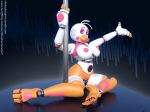  3d_(artwork) animatronic avian bird breasts chicken clothing dancing digital_media_(artwork) female five_nights_at_freddy&#039;s footwear freddy_fazbear&#039;s_pizzeria_simulator funtime_chica_(fnaf) high_heels idsaybucketsofart machine nipples pink_areola pink_nipples pole pole_dancing pussy robot shoes solo video_games 