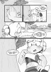  anthro argento blush clothed clothing comic english_text female footwear greyscale hedgehog mammal monochrome nipple_bulge open_mouth shoes solo sophie_(argento) sweat text wide_hips 
