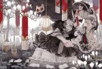  aliasing blonde_hair book cage dress flowers gloves goth-loli hamondo hat lolita_fashion long_hair male original red_eyes sword water weapon 