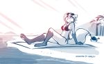 16:10 2018 anthro arthropod beach bikini breasts canine chest_tuft cleavage clothed clothing clovis_(twokinds) crab crossgender crustacean digitigrade eyewear female feral fox gloves_(marking) hi_res hybrid keidran leaning leaning_back looking_at_viewer lounging mammal marine markings midriff monochrome outside pawpads seaside side_view simple_background sitting sketch skimpy smile smirk socks_(marking) solo sunglasses swimsuit tom_fischbach tuft twokinds water webcomic white_background wolf 