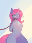  2018 anthro bdsm bondage bound breasts collar electrycpynk equine female hair horn leash mammal my_little_pony nipples pink_hair pussy rope unicorn 