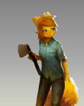  2018 anthro axe canine clothed clothing eri_washington_(panzery25) female fox gradient_background grey_background holding_object holding_weapon mammal melee_weapon panzery25 signature simple_background solo standing weapon 