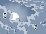  cloudy_sky comic mitsumoto_jouji monochrome moon night no_humans sky sound_effects touhou translated 