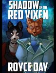  abstract_background alinadar anthro black_fur book_cover brown_eyes brown_fur canine captive_of_the_red_vixen clothing cybernetic_eye female fox fur inner_ear_fluff jewelry male mammal royce_day sallivera_darktail scar sir-talen text white_fur yellow_eyes 