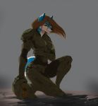  2018 anthro black_nose blood blue_fur breasts brown_hair canine clothed clothing dafka detailed_background digital_media_(artwork) female fur green_eyes hair halo_(series) mammal solo video_games 