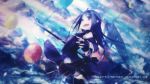  armor clouds konno_yuuki long_hair purple_eyes purple_hair sky sword sword_art_online weapon wings 