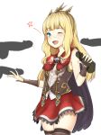  :d aqua_eyes bangs black_cape black_legwear blonde_hair blunt_bangs blush bow cagliostro_(granblue_fantasy) cape cowboy_shot cum cum_on_clothes disembodied_penis double_handjob facial granblue_fantasy hairband handjob long_hair looking_at_viewer moshi_(atelier33-4) multiple_penises one_eye_closed open_mouth penis red_bow red_skirt simple_background skirt sleeveless smile star thighhighs vambraces white_background zettai_ryouiki 