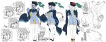  artist_request beret blue_skin character_sheet chinese_clothes chinese_text hat jiangshi ofuda original outstretched_arms source_request vampire zombie_pose 